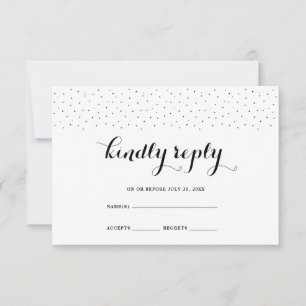 Elegant Black and White with Black Dots RSVP Card
