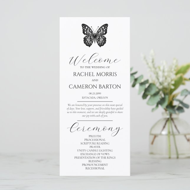 Elegant Black and White with Butterfly Program (Standing Front)