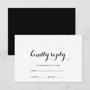 Elegant Black and White with Dots RSVP Card
