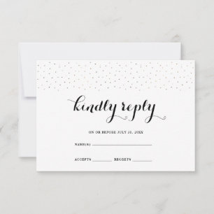Elegant Black and White with Dots RSVP Card