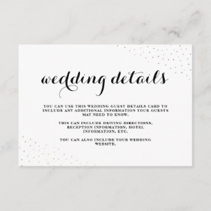 Elegant Black and White with Dots Wedding Details Enclosure Card