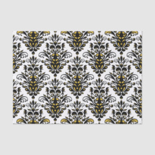 Elegant  black and white with touch of gold damask tissue paper