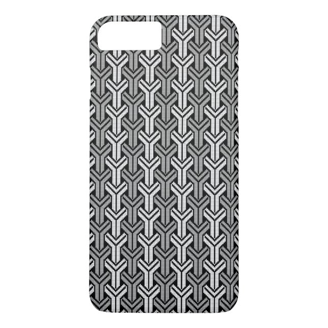 Elegant Black and White Y cross-stitch pattern Case-Mate iPhone Case (Back)