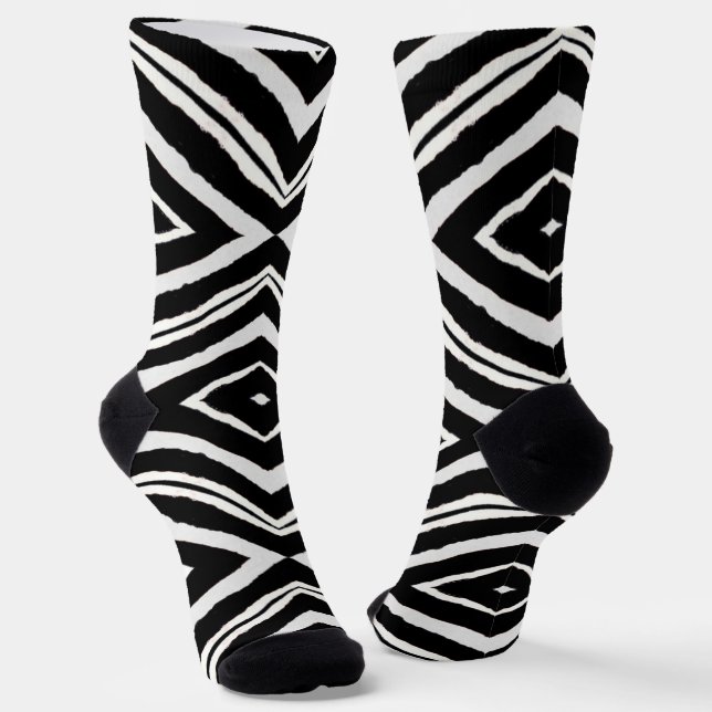 Elegant Black and White Zebra Animal Pattern   Socks (Angled)