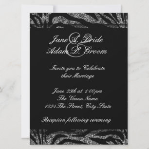 Elegant Black and White Zebra Wedding Invitation