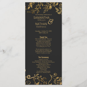 Elegant Black and Yellow Gold Floral Programs