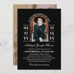 Elegant Black Arch Photo A Celebration of Life Invitation