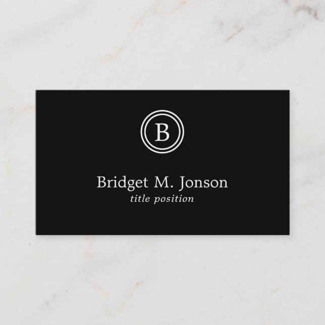 Elegant Black Background And White Black Circle Business Card (Front)