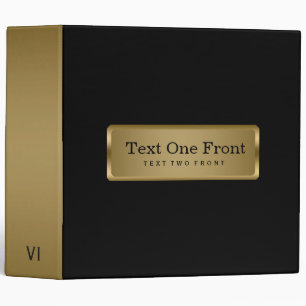 Elegant Black Background Gold Frame 3 Ring Binder