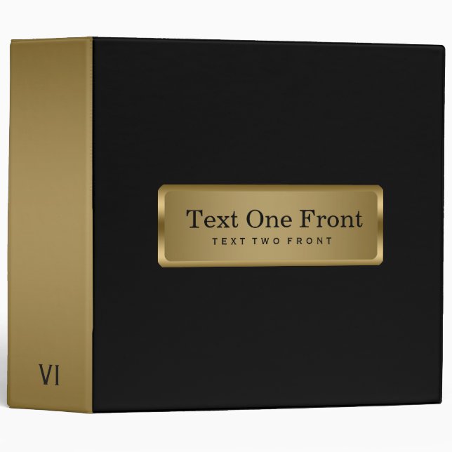 Elegant Black Background Gold Frame 3 Ring Binder (Front/Spine)