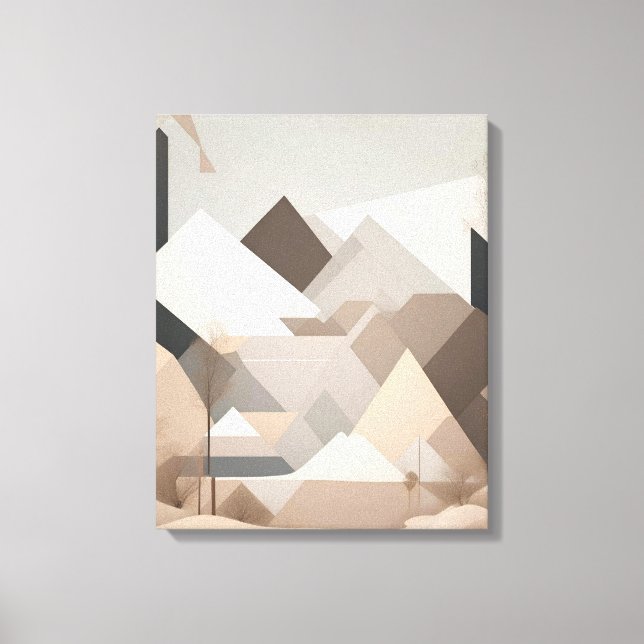 Elegant Black Beige Abstract Landscape Canvas Print (Front)