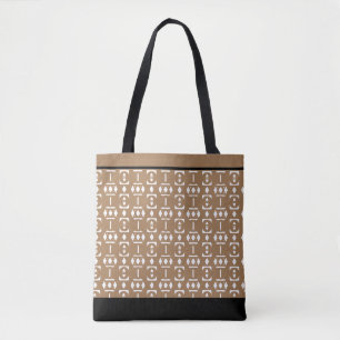 Elegant Black, Beige and White Diamonds Tote Bag