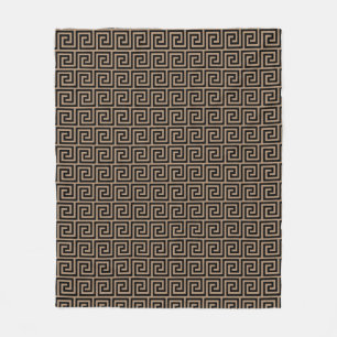 Elegant Black & Beige Greek Pattern Fleece Blanket