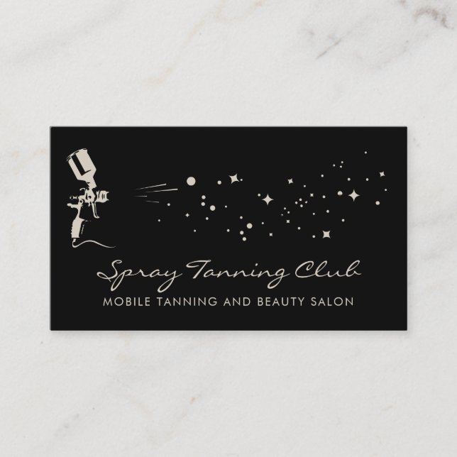 Elegant Black & Beige Mobile Spray Tan Service Business Card (Front)