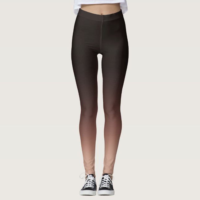 Elegant Black & Beige Ombre Leggings (Front)
