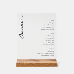Elegant Black Beverage Menu Sign