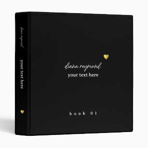 Elegant Black Binder with Heart of Love