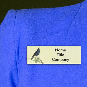 Elegant Black Bird Branch Leaves Caterpillar Name Tag