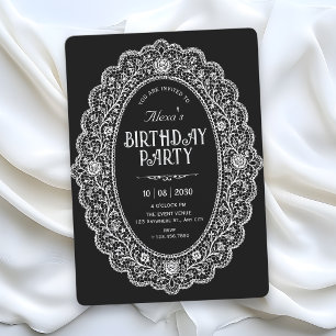 Elegant black birthday invitation