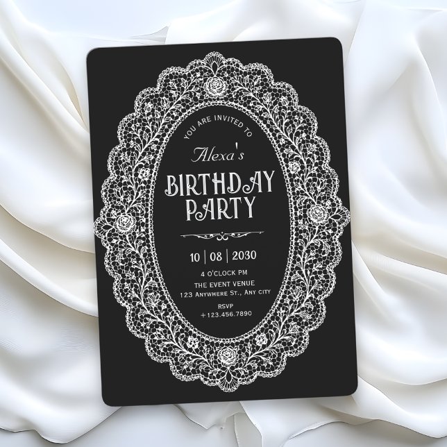 Elegant black birthday invitation (Creator Uploaded)