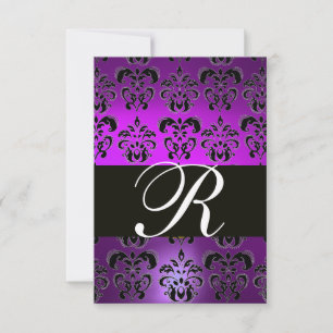ÉLÉGANT BLACK BLACK PURPLE DOMMASK MONOGRAM RSVP