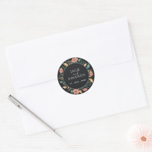 Elegant Black Blooming Flower Wedding Stickers