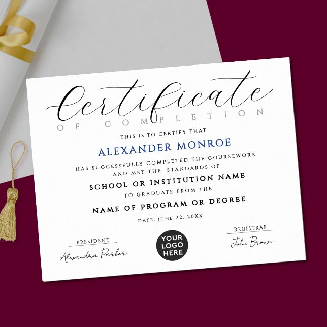 Elegant Black Blue Certificate Digital Diploma Poster (Creator Uploaded)
