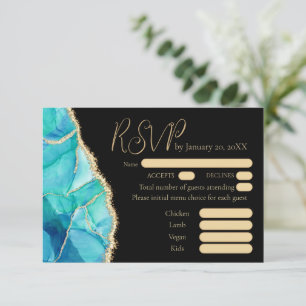 Elégant Black Blue Gold Parties scintillant menu M