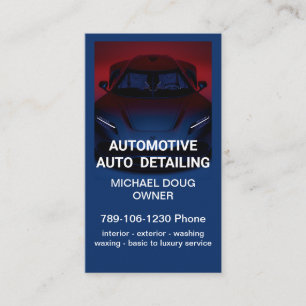 Elegant Black Blue Mobile Auto Car Wash Detailing  Business Card