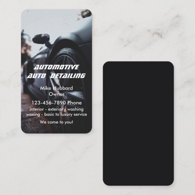 Elegant Black Blue Mobile Auto Car Wash Detailing  Business Card (Front/Back)