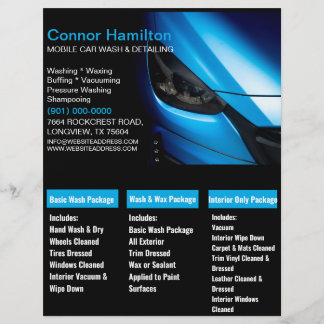 Elegant Black Blue Mobile Auto Car Wash Detailing  Flyer