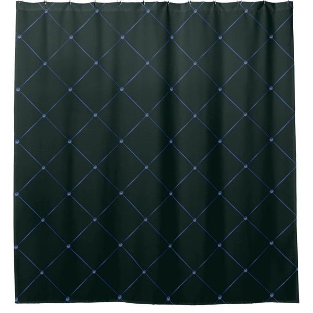 ELEGANT BLACK BLUE PATTERN  SHOWER CURTAIN (Front)