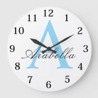 Elegant Black Blue Personalized Monogram Name