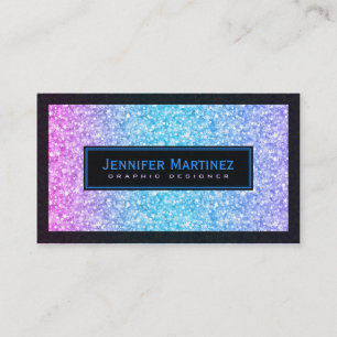Elegant Black & Blue Pink Glitter & Sparkles Business Card