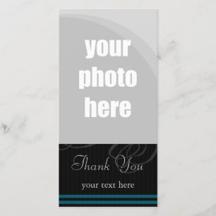 Elegant Black/Blue "Thank You" Thank You Card