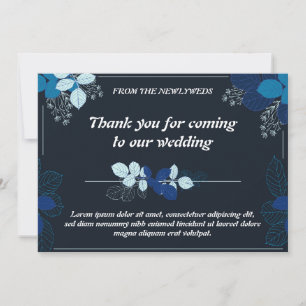 Elegant Black & Blue Wedding Thank You Card