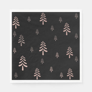 Elegant black blush pink Christmas tree  Napkin