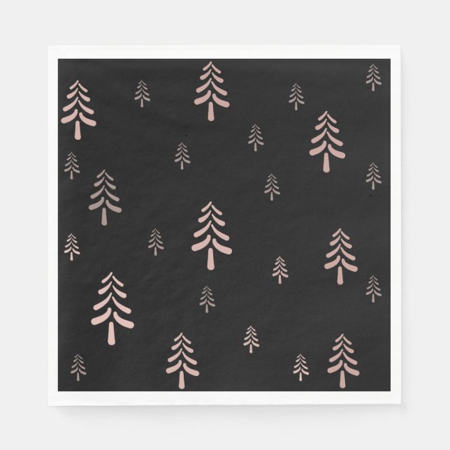 Elegant black blush pink Christmas tree  Napkin (Front)