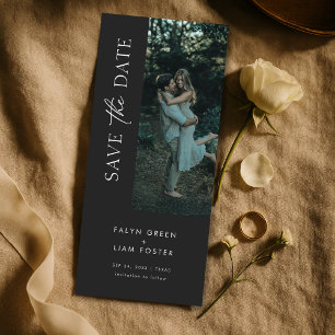 Elegant Black Bookmark Photo Wedding Save the Date