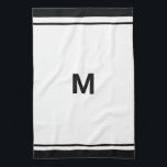 Elegant Black Border Script Monogram Letter  Kitchen Towel<br><div class="desc">Name Kitchen Towel
Modern Stylish Elegant  Monogram Script Name Kitchen Towel</div>
