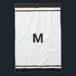 Elegant Black Border Script Monogram Letter  Kitchen Towel<br><div class="desc">Name Kitchen Towel
Modern Stylish Elegant  Monogram Script Name Kitchen Towel</div>