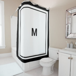 Elegant Black Border Script Monogram Letter Shower