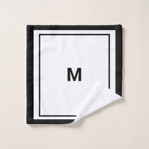 Elegant Black Border Script Monogram Letter Wash Cloth