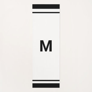 Elegant Black Border Script Monogram Letter  Yoga Mat