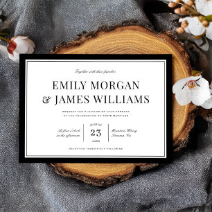 Elegant Black Border Vintage Wedding Invitation 