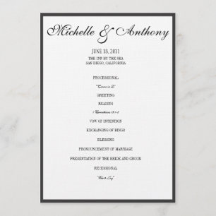 Elegant Black Border Wedding Program