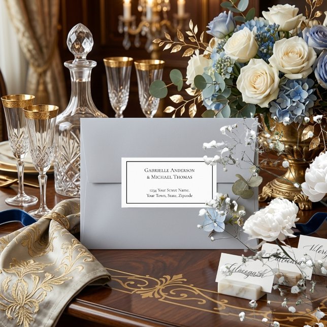 Elegant Black Border White Text Address Labels (Creator Uploaded)