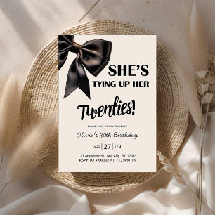 Elégant Black Bow 30e anniversaire Invitation