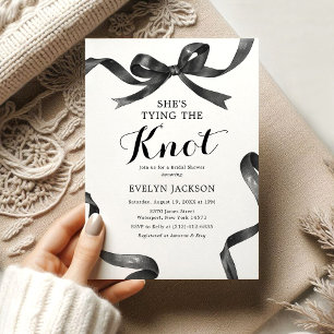 Elegant Black Bow Bridal Shower Invitation