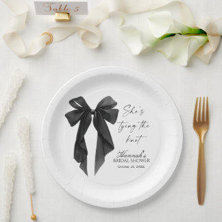 Elegant Black Bow Bridal Shower  Paper Plate